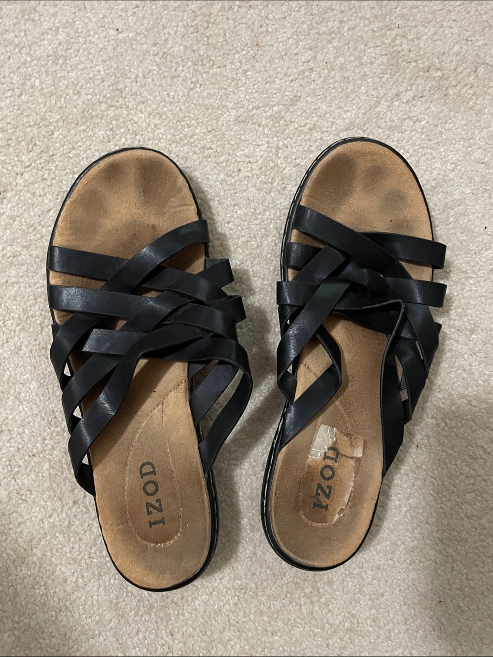 Izod Black Multi-Strap Slide Sandals